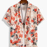 Men's Hawaiian Floral Print Textured Button-Up Shirt