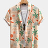 Men's Hawaiian Ocean Wave Tree Print Button-Up Shirt