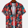 Men's Hawaiian Sea Garden Print Button-Up Shirt