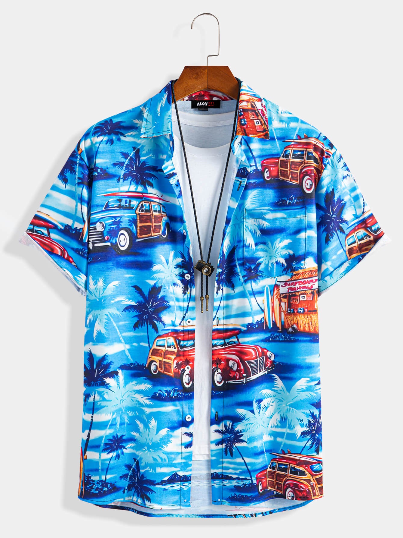 Men's Hawaiian Shirt Beach Print Button Up Shirt