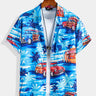 Men's Hawaiian Shirt Beach Print Button Up Shirt