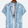 Men's Hawaiian Shirt Blue Graffiti Print Button Up Shirt