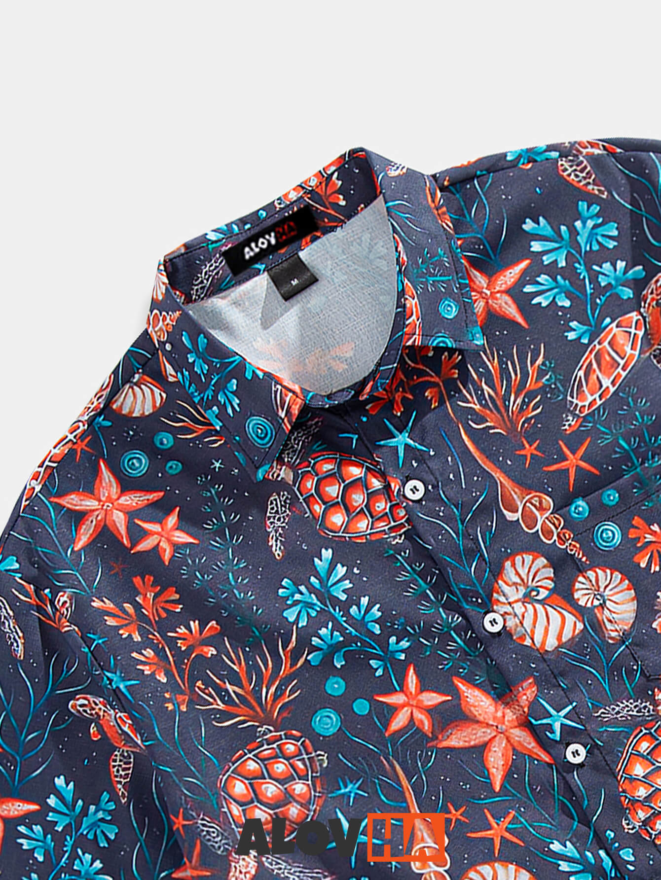 Men's Hawaiian Shirt Marine Animal Elements Textured Shirt