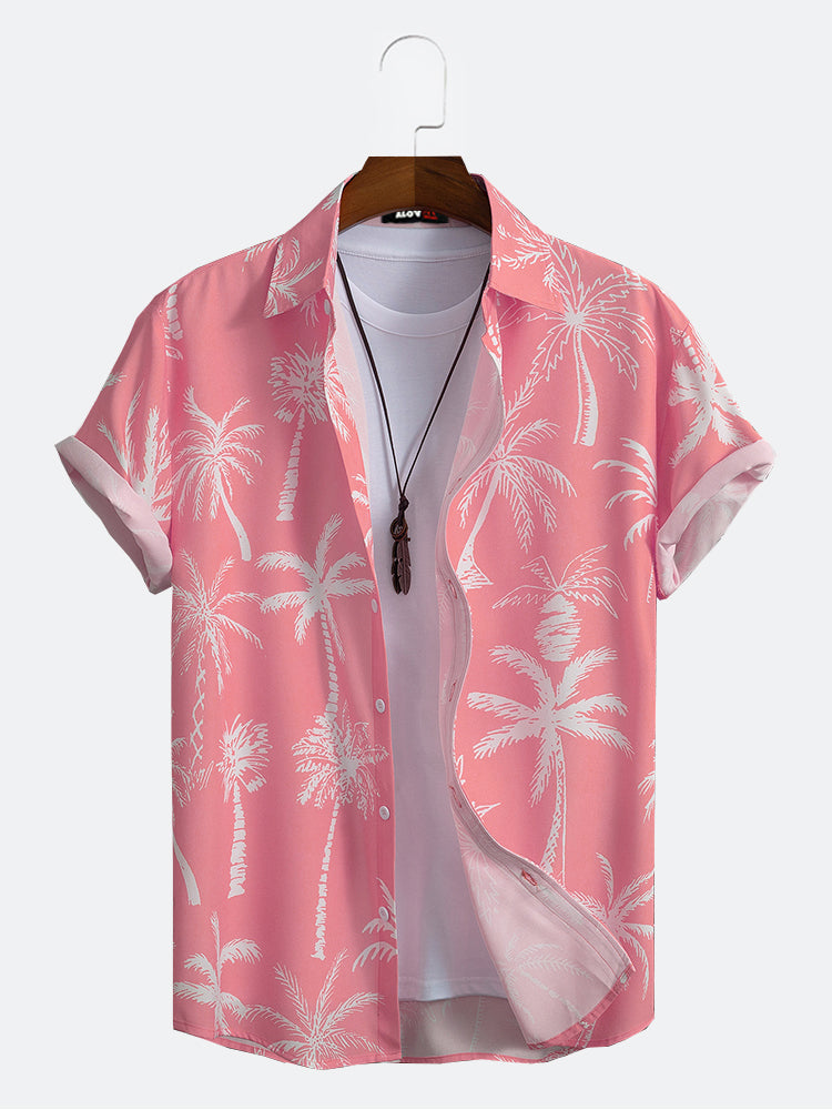 Men's Hawaiian Shirt Pink Coconut Button Up Shirt