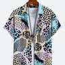 Men's Hawaiian Shirt Vintage Leopard Print Button Up Shirt