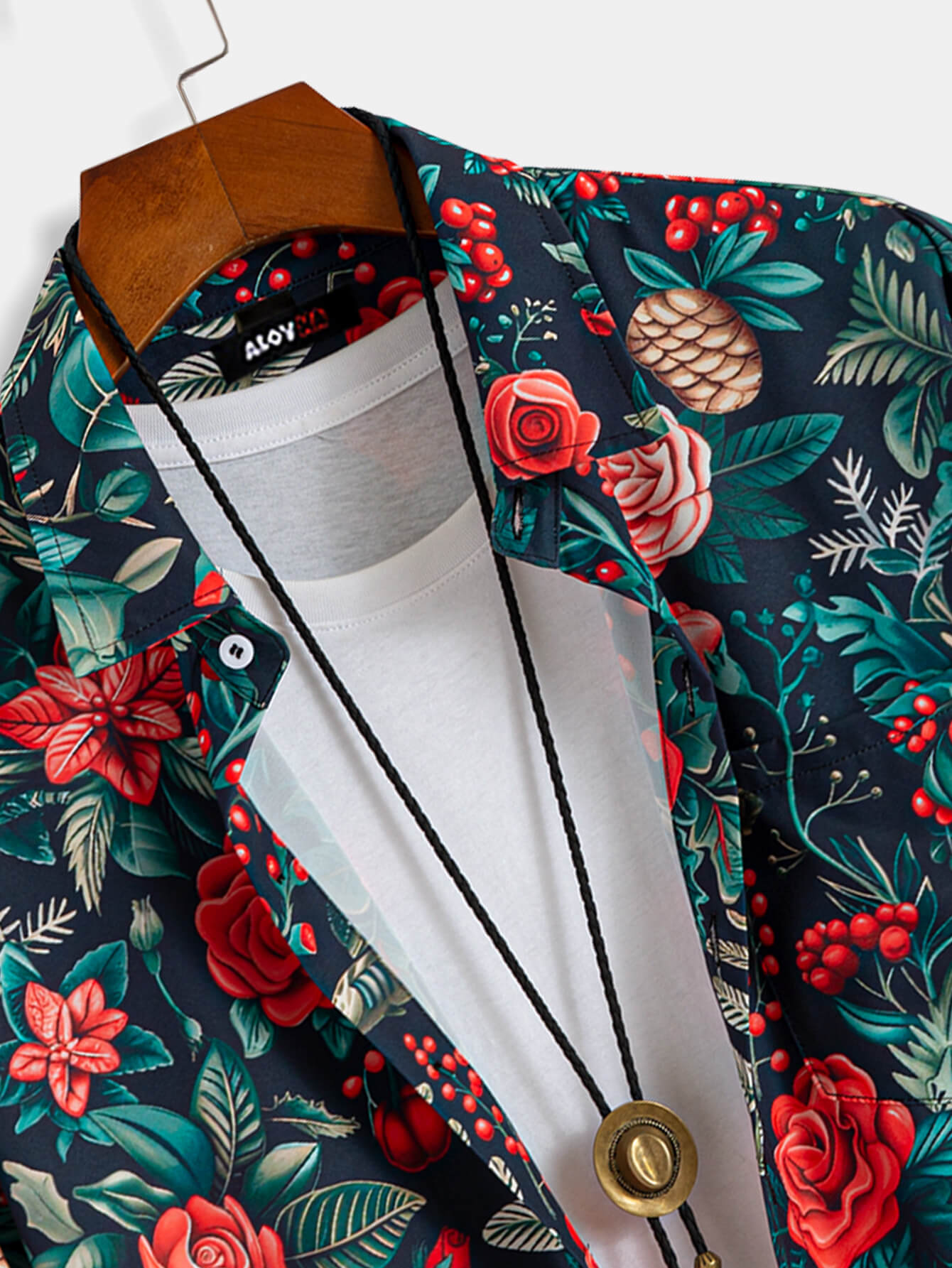 Men's Hawaiian Tropical Floral Pattern Button-Up Shirt