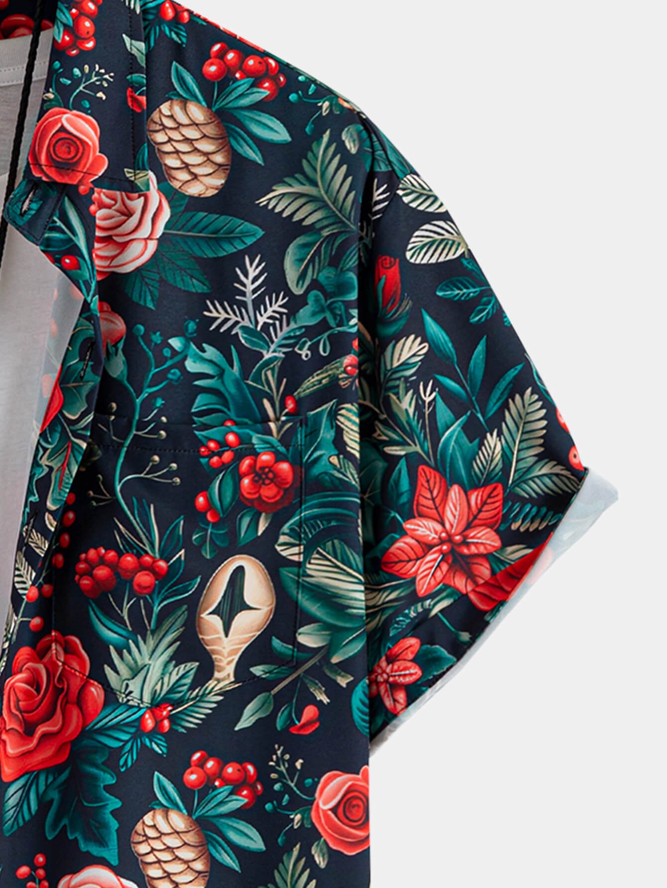 Men's Hawaiian Tropical Floral Pattern Button-Up Shirt