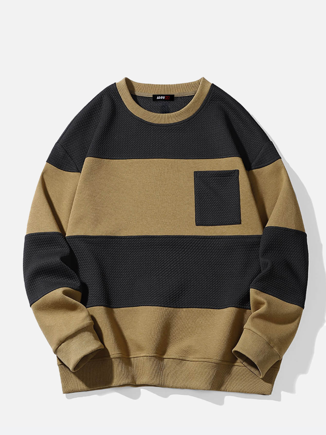 Men's Long Sleeve Contrast Jacquard Patchwork Sweatshirt