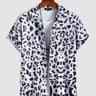 Men's Natural Leopard Print Animal Graphic Short Sleeve Button Up Cheetah Shirt