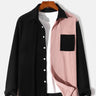 Men's Patchwork Corduroy Button Long Sleeve Shirt