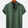 Men's Short Sleeve Button Up Shirt Fashion Linen Solid Color Shirt