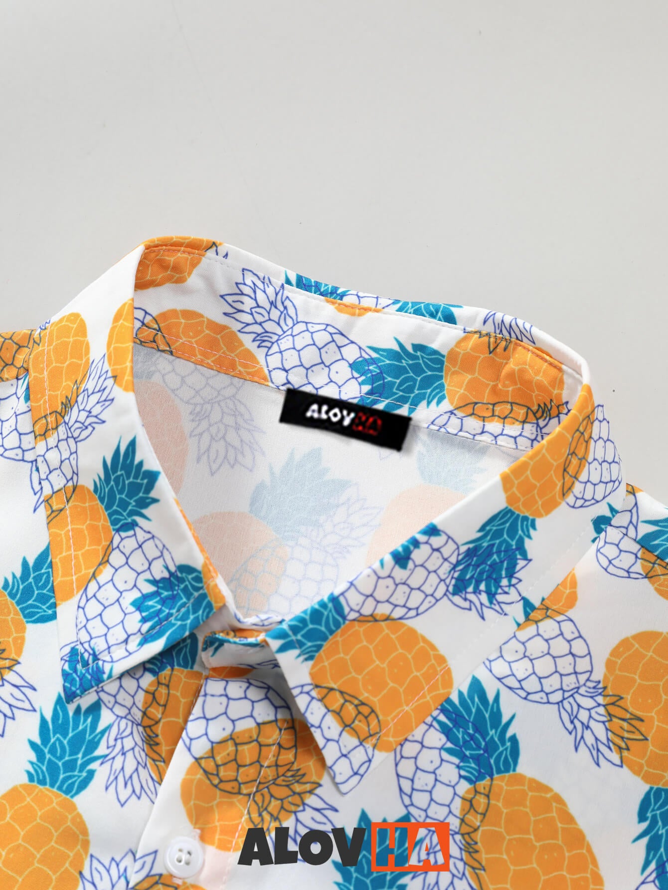 Men's Short Sleeve Fruit Pineapple Print Aloha Resort Shirt