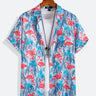 Men's Trendy Hawaiian Shirt Flamingo Print Button-Up Shirt