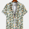 Mens Hawaiian Floral Short Sleeve Button Up Collared Aloha Vacation Shirt