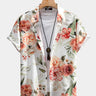 Mens Hawaiian Vintage Floral Plant Short Sleeve Button Up Shirt