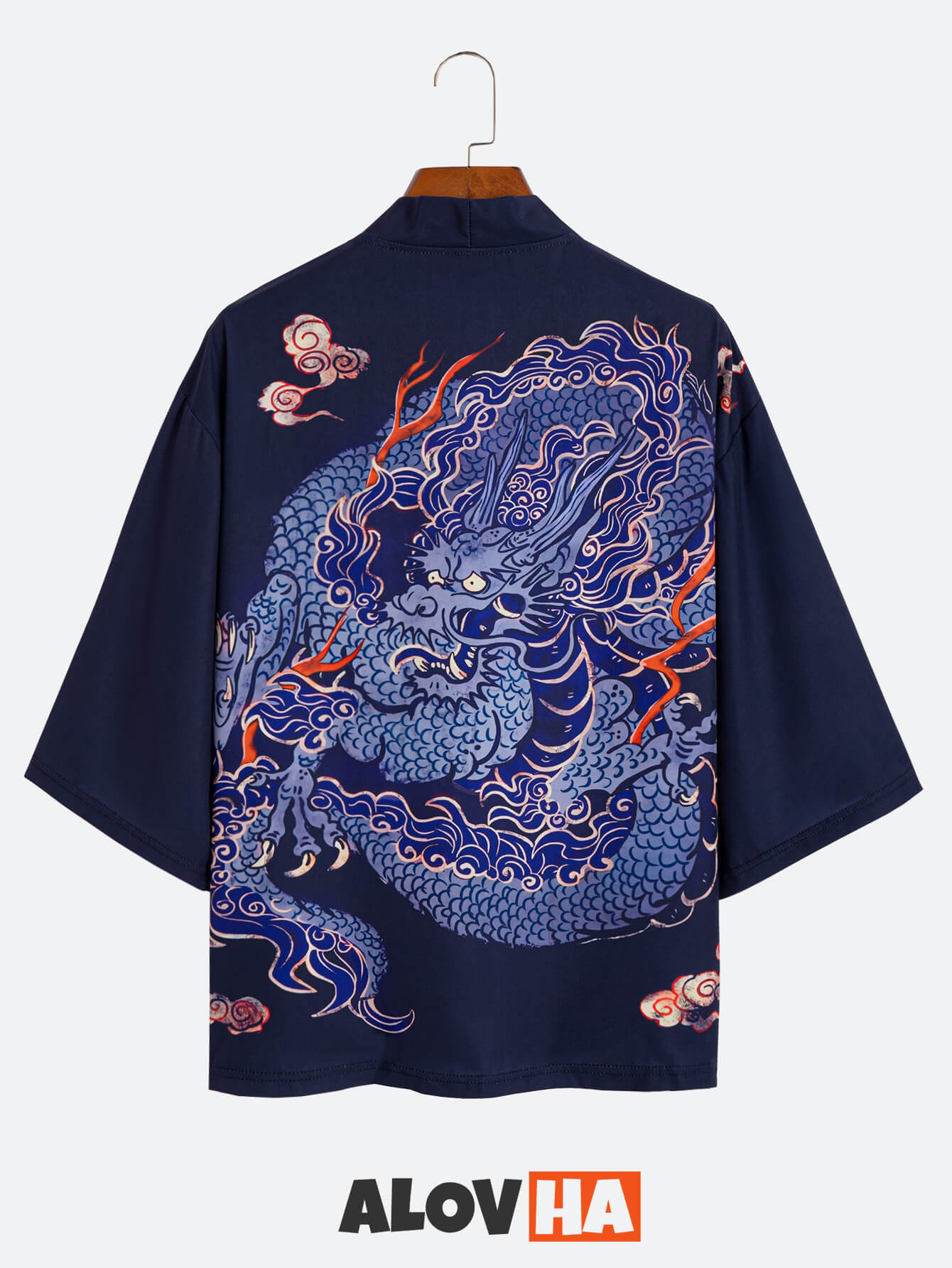 Mens Kimono Dragon Totem Traditional Japanese Clothing Silk Kimono and Pants Set