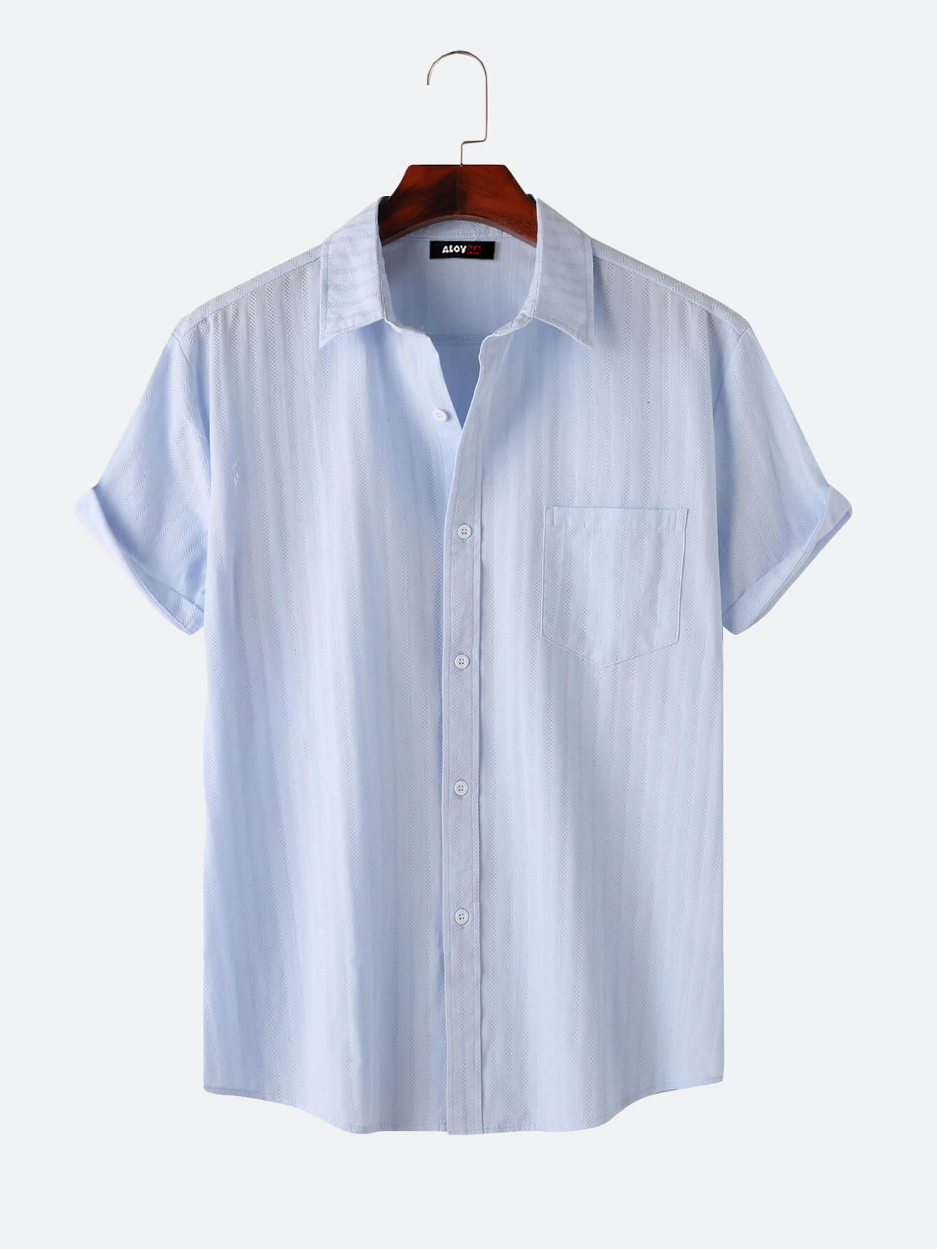 Mens New Summer Solid Color Short Sleeve Shirt