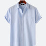 Mens New Summer Solid Color Short Sleeve Shirt