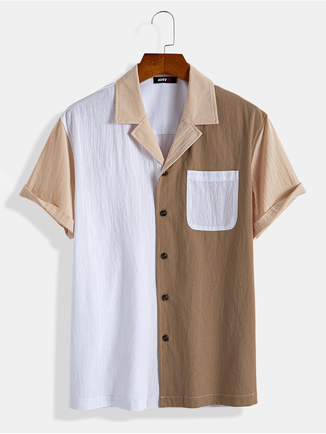 Mens Vintage Cotton Softly Textured Short Sleeve Button Up Camp Collar Casual Vacation Shirt