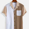 Mens Vintage Cotton Softly Textured Short Sleeve Button Up Camp Collar Casual Vacation Shirt