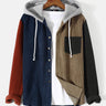 New Contrast Corduroy Patchwork Button Hoodie