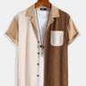 New Fashion Patchwork Corduroy Button-Up Shirt