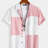 New Pink and White Patchwork Corduroy Button-Up Shirt