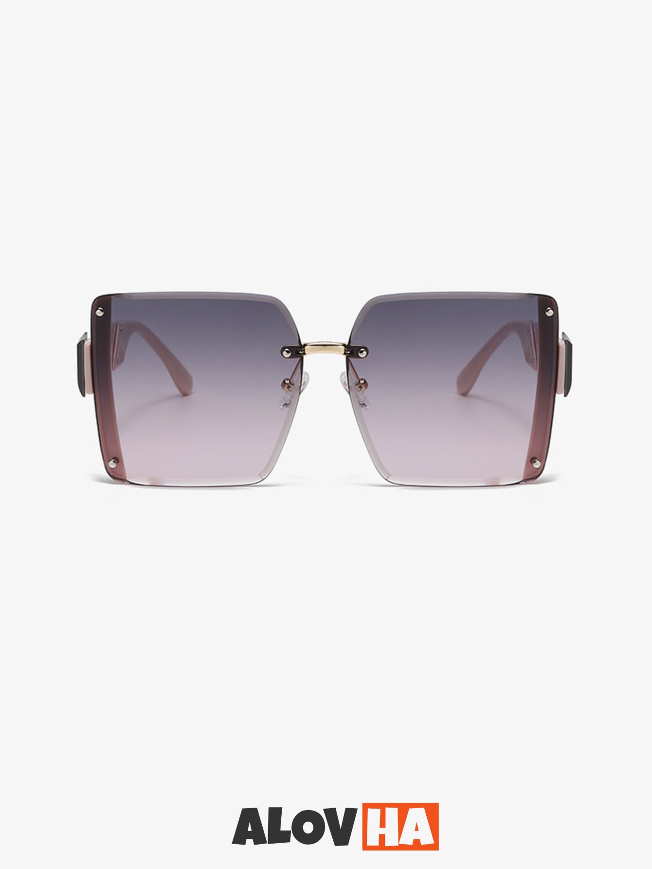 Square Rimless Oversized Navigator Sunglasses