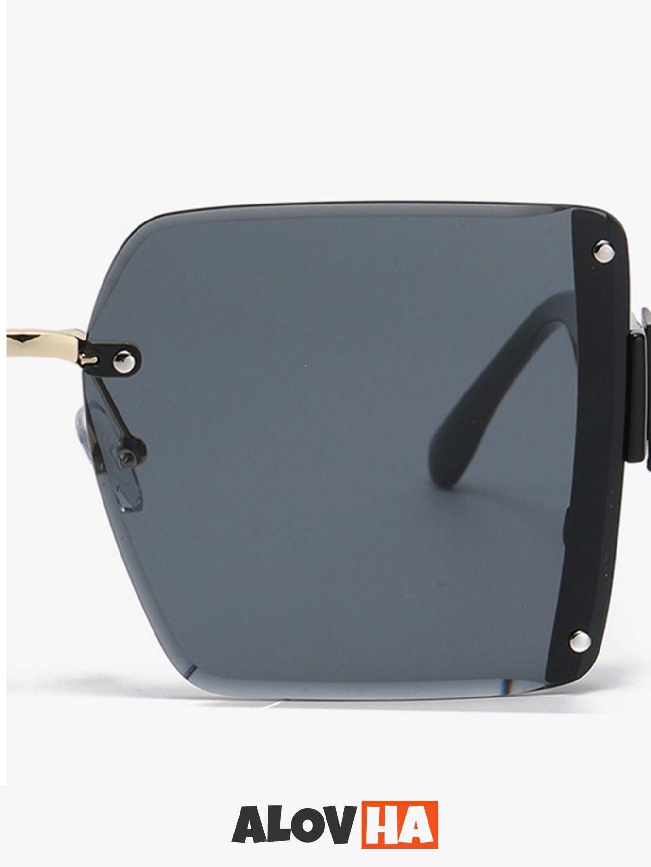 Square Rimless Oversized Navigator Sunglasses