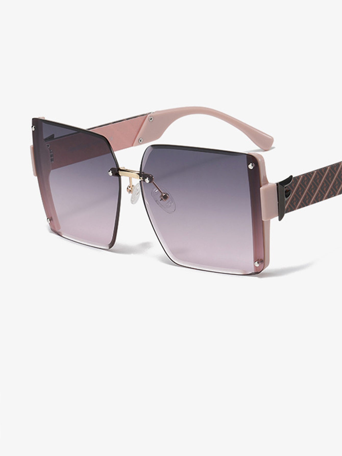 Square Rimless Oversized Navigator Sunglasses