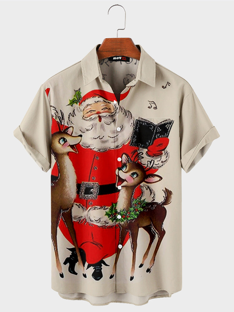 Camisa con estampado navideño de Papá Noel