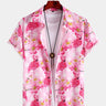 Pink Flamingo Print Lapel Shirt