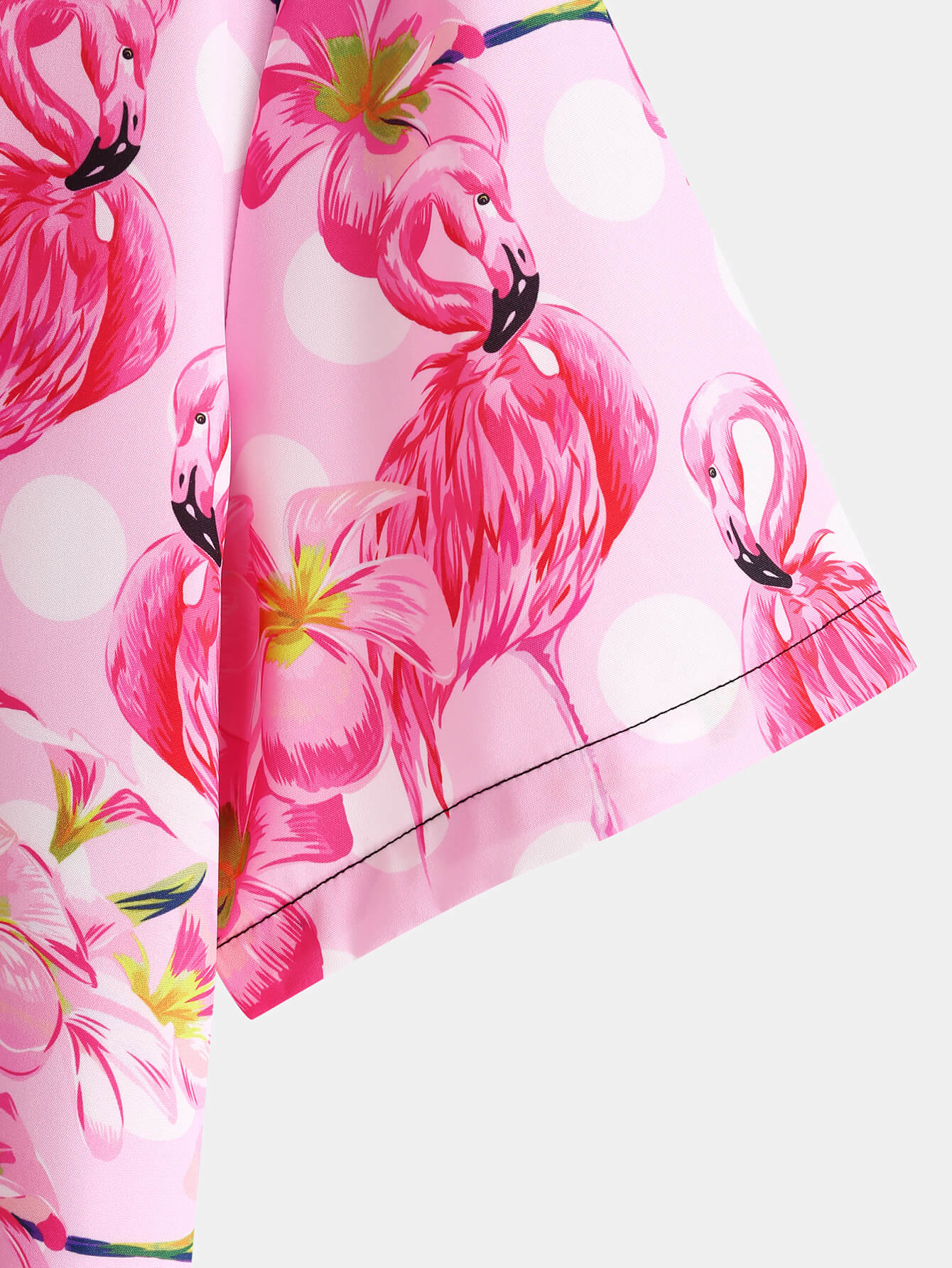 Pink Flamingo Print Lapel Shirt