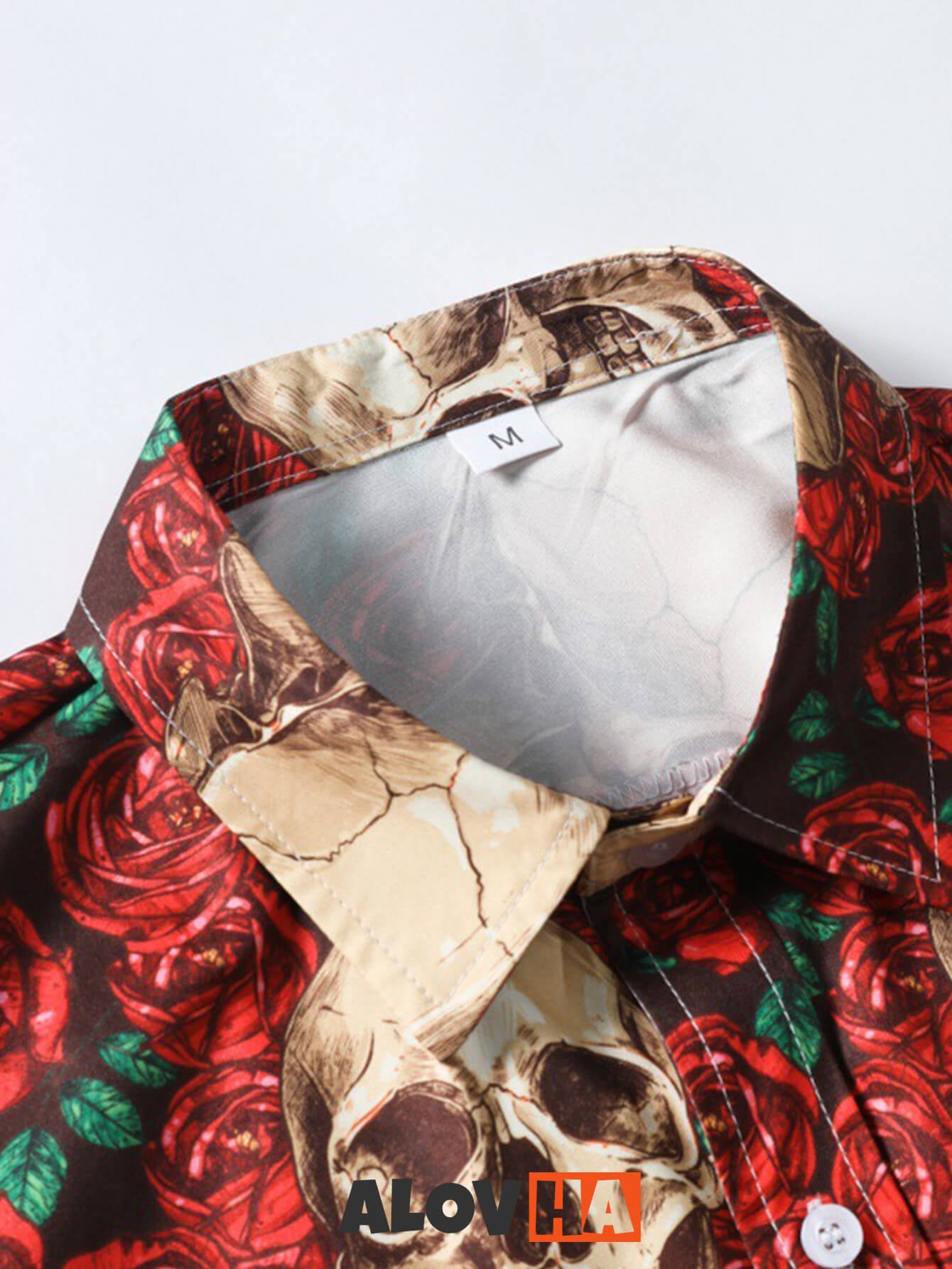 Red Rose Skull Full Print Shirt Men's