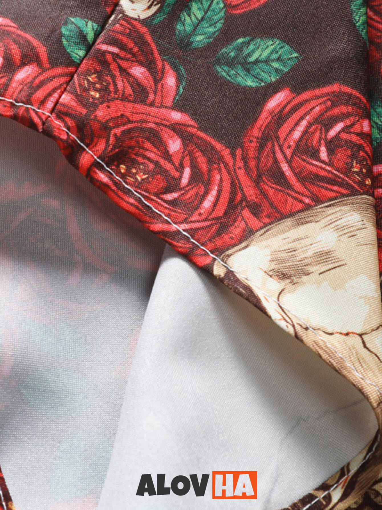 Red Rose Skull Full Print Shirt Men's