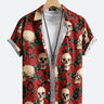 Red Rose Skull Full Print Shirt Men's