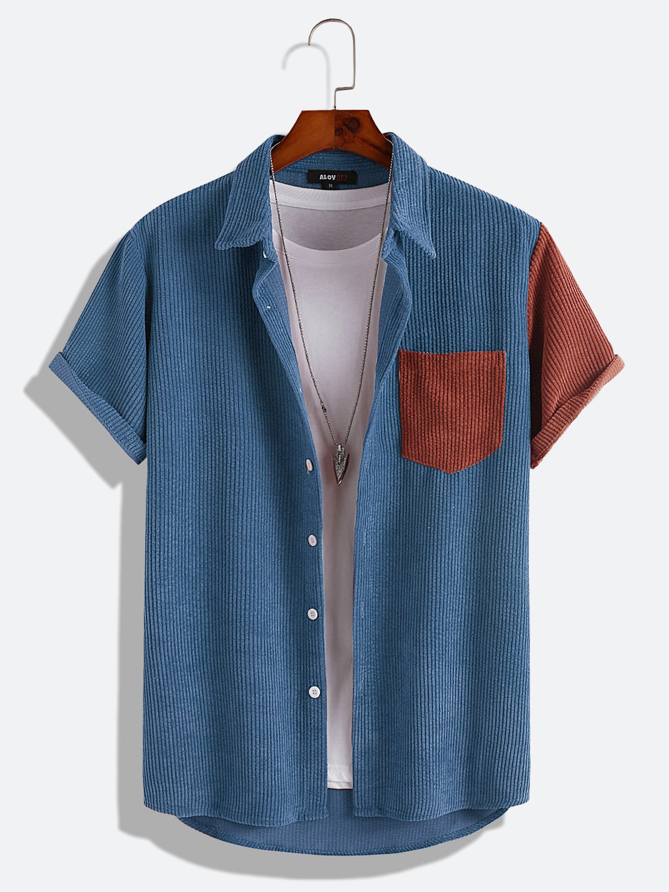 Relaxed Color Contrast Pocket Corduroy Shirt