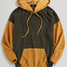 Relaxed Corduroy Patchwork Kangaroo Pocket Hoodie