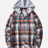 Relaxed Flannel Plaid Long Sleeve Hoodie