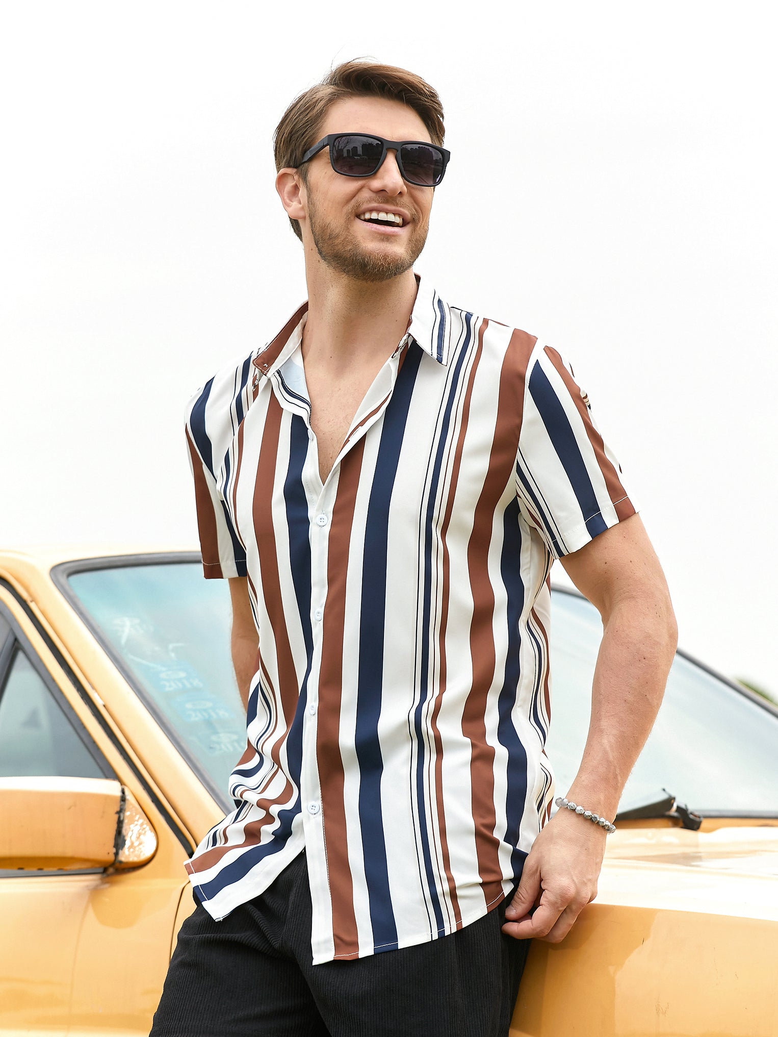 Relaxed Multicolor Striped Print Shirt