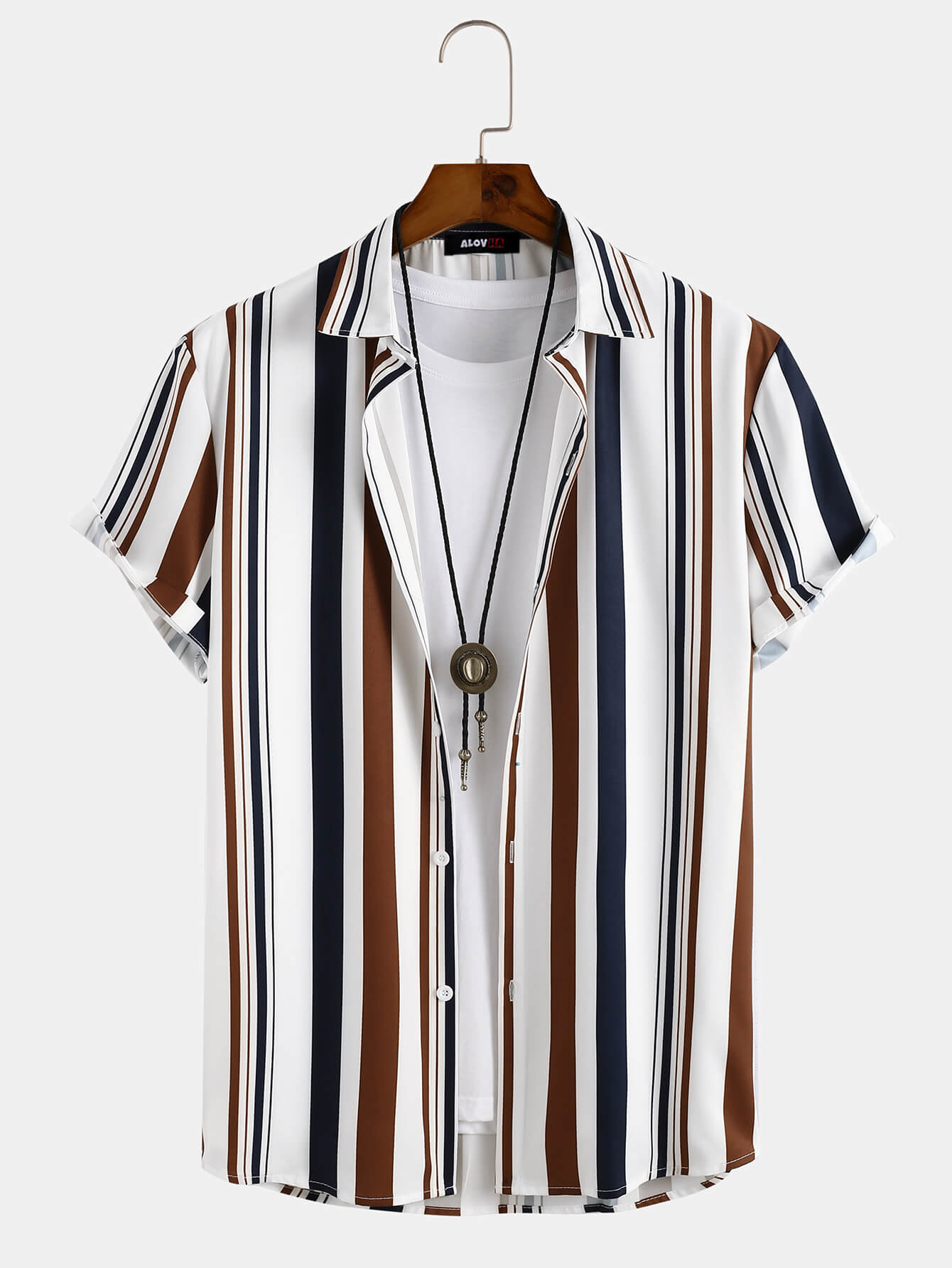 Relaxed Multicolor Striped Print Shirt