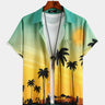 Resort Wind Sunset Coconut Tree Print Shirt