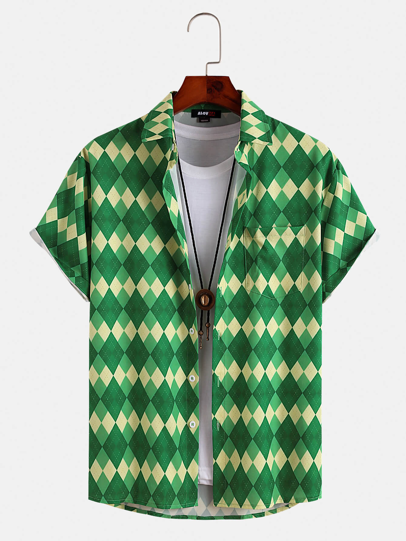 Rhombus Check St Patricks Day Print Shirt