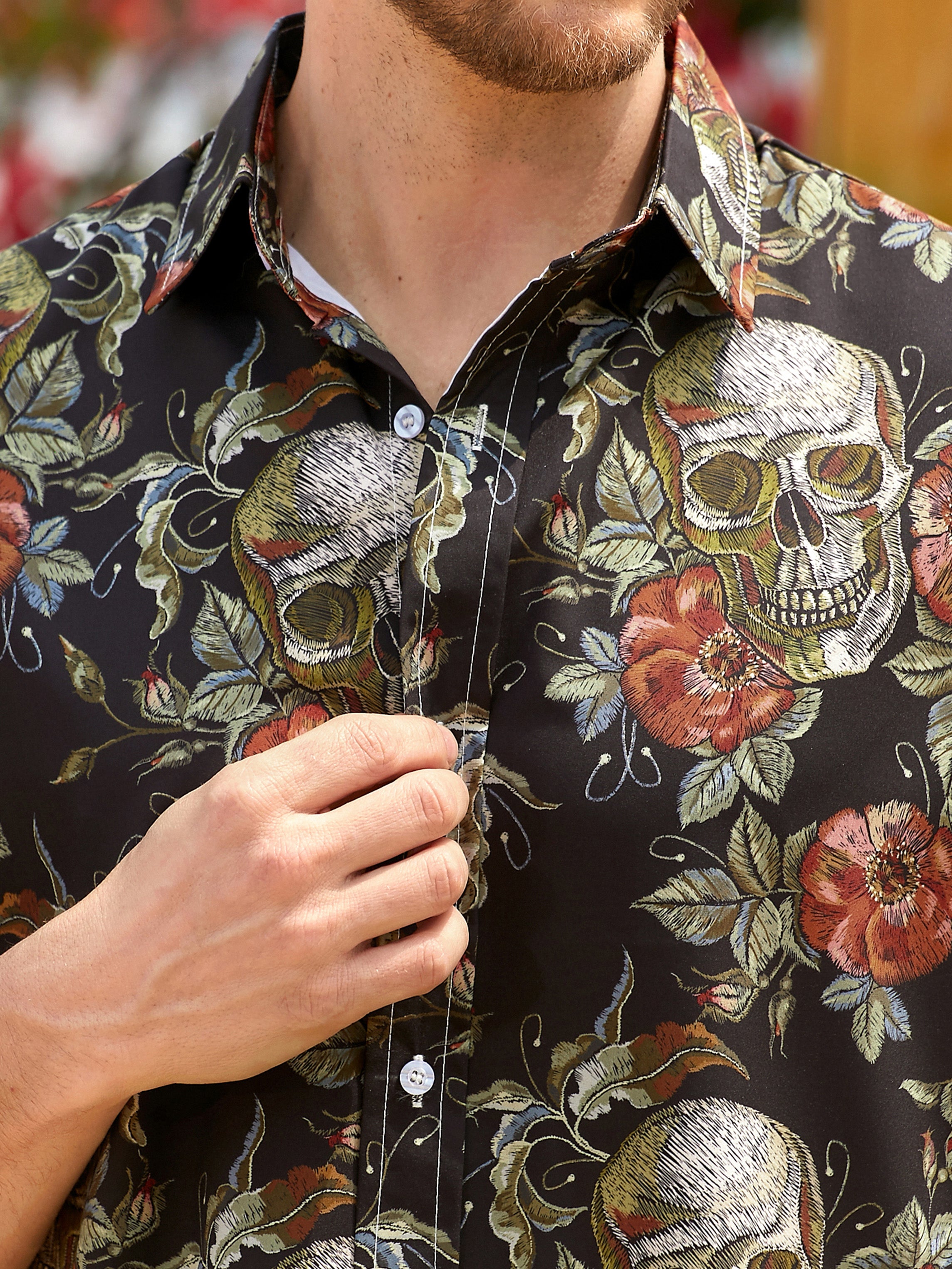 Rose Skull Print Shirt