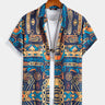 Ethnic Totem Design Textured Lapel Shirt