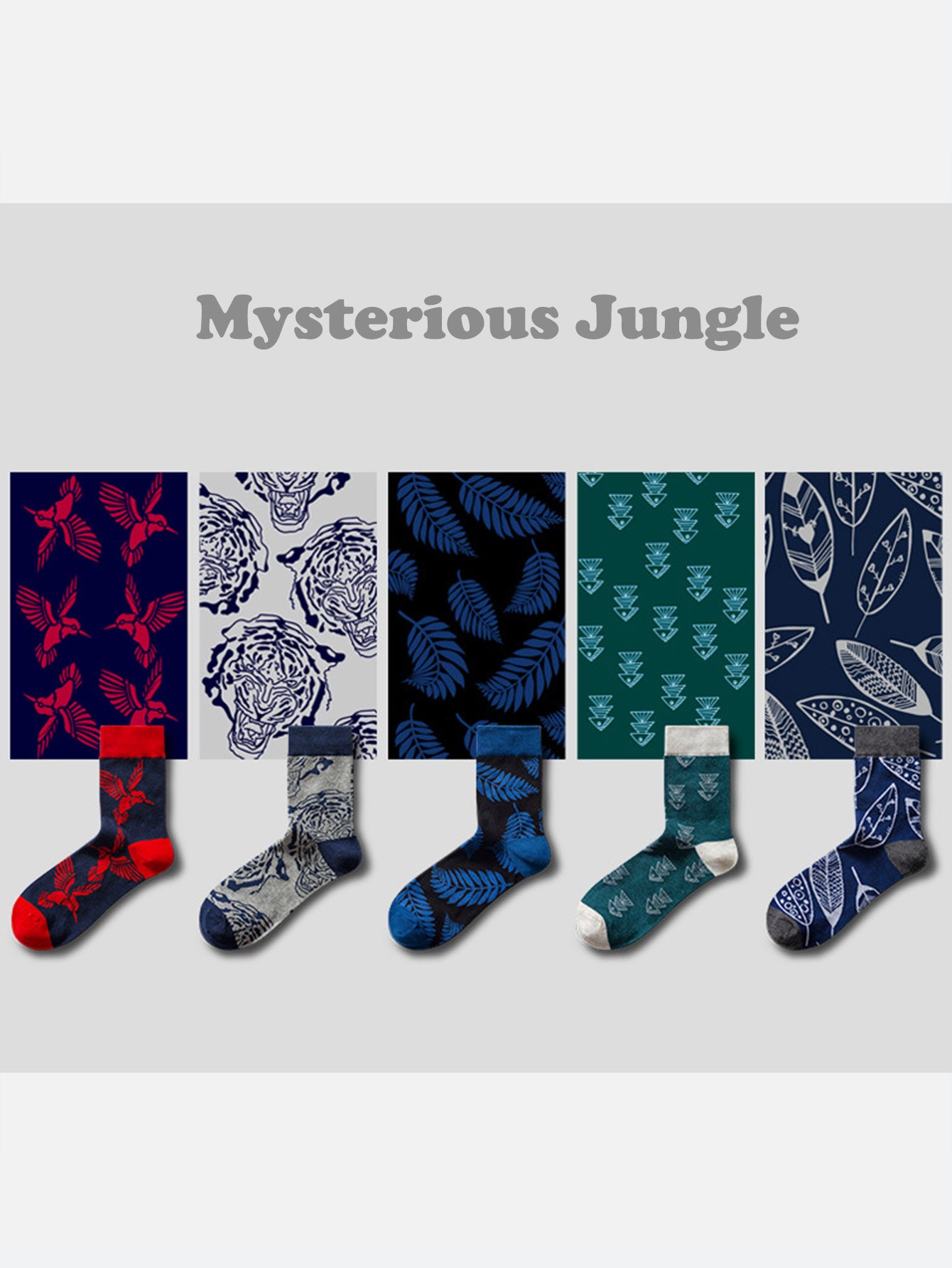 5 Pairs Of Mysterious Jungle Colorful Socks