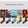 5 Pairs Of Illustration Series Colorful Socks