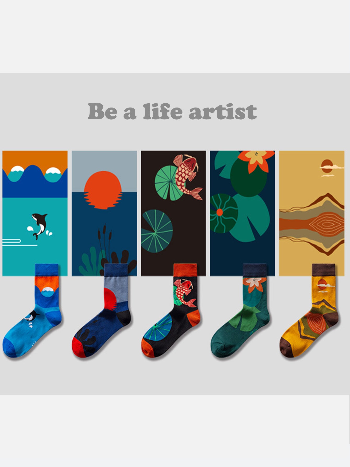 5 Pairs Of National Style Artistic Colorful Socks