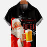 Santa Claus Drinks Beer Black Lapel Shirt