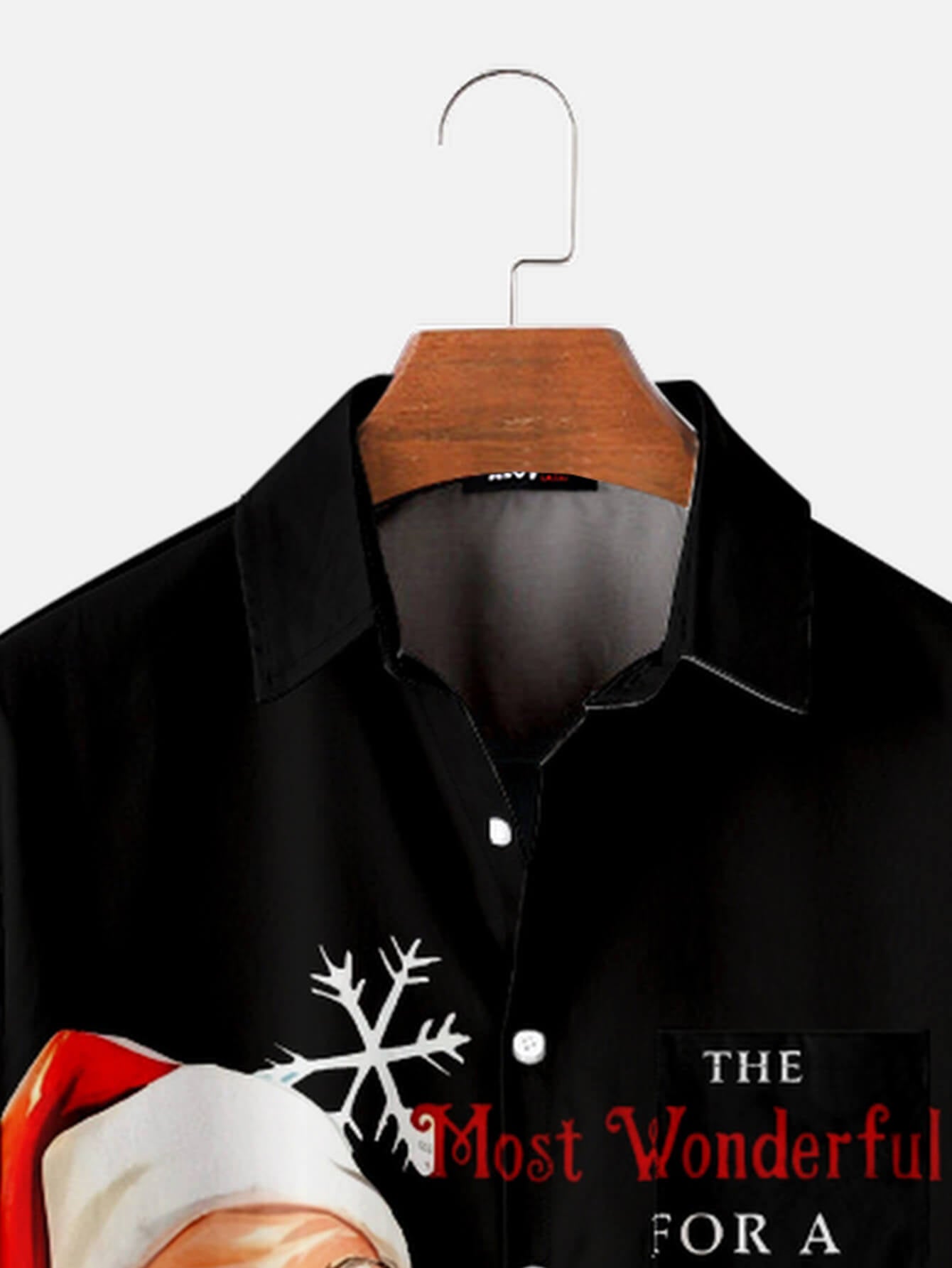 Santa Claus Drinks Beer Black Lapel Shirt